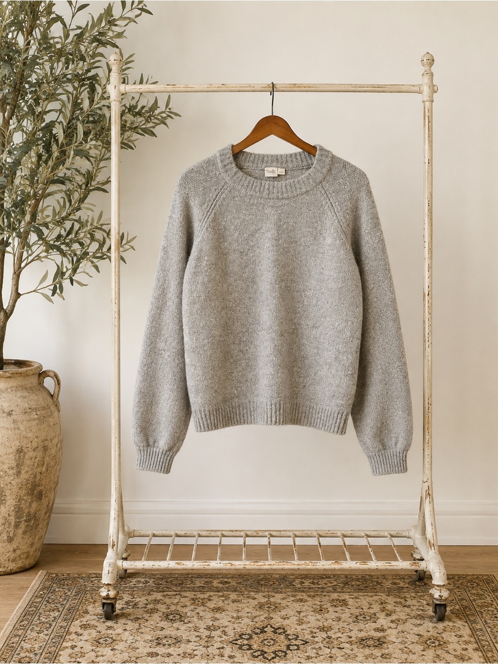 twik Light Gray Cozy Crewneck Sweater